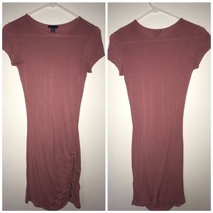 Mauve bodycon dress.